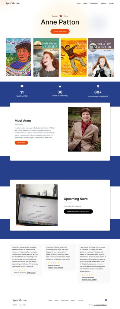 Screenshot of the Home Page (Anne Patton Author)