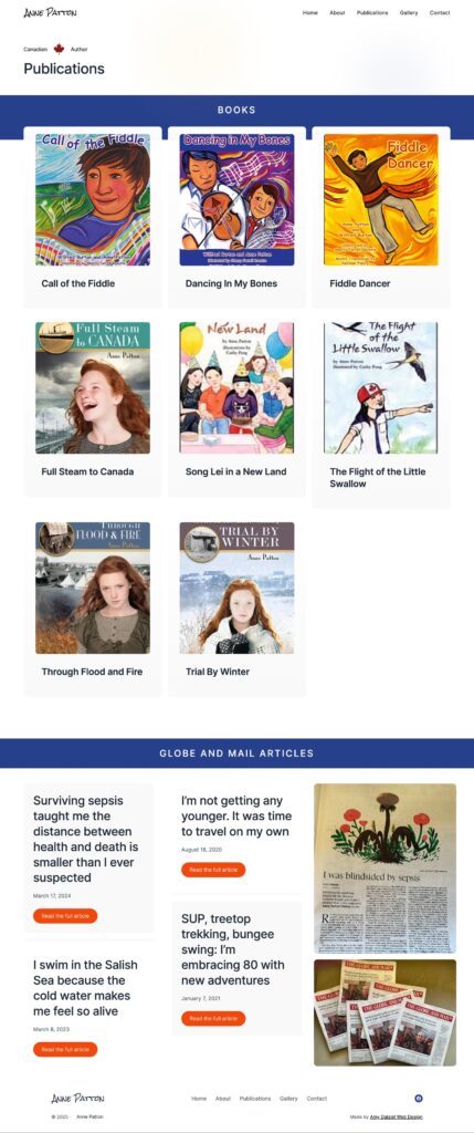 Screenshot of the Publications Page (Ann Patton Author)